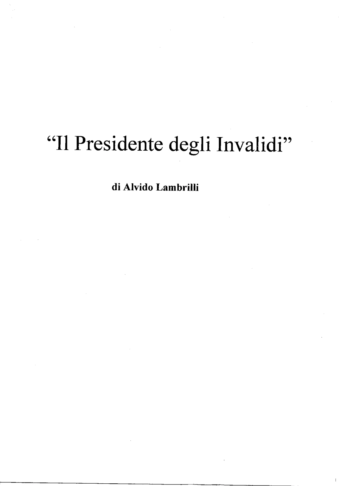 Frontespizio del testo Il Presidente degli Invalidi